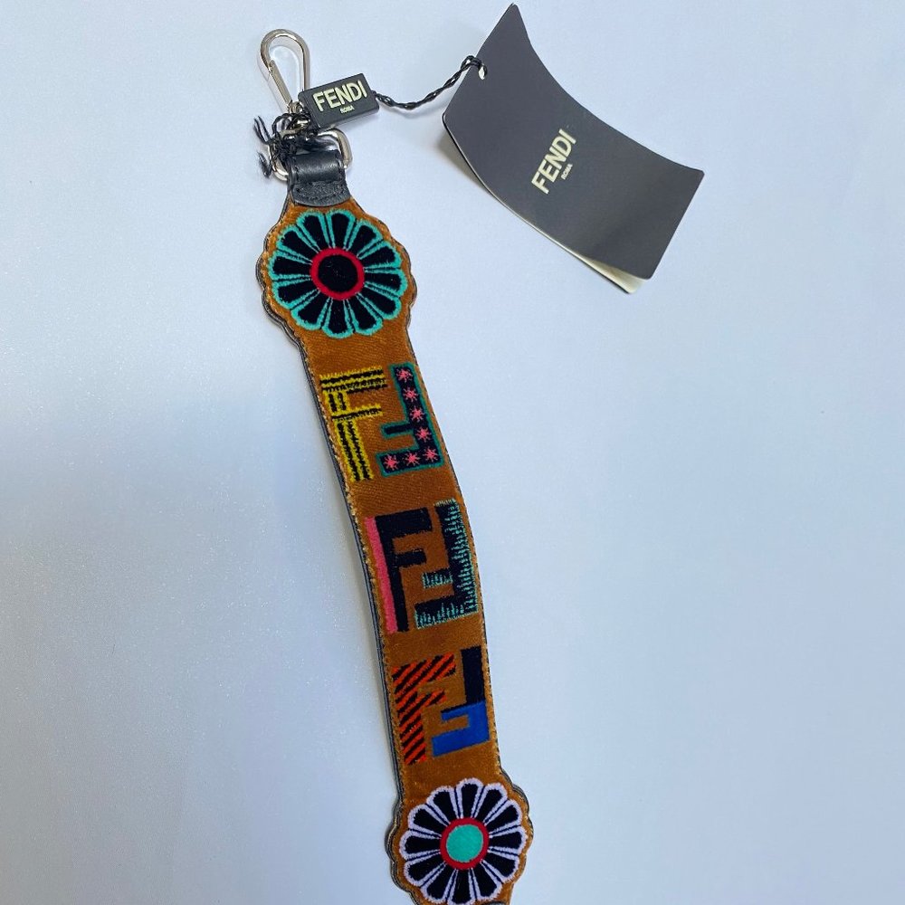 Fendi Short Shoulder Strap Leather Logo Velvet